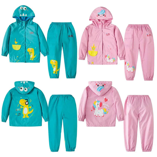 Boys Girls Set autumn and winter Toddler Hood Rain Suit Girls Unicorn Waterproof Coat and pant spcs Sets Kids Clothes 1-5year Trikidsworld