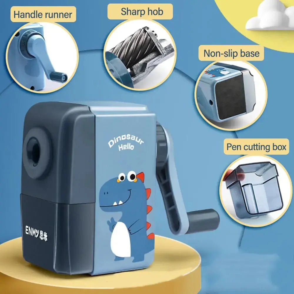 Cartoon Dinosaur Pencil Sharpener – Hand-Cranked & Anti-Jam Trikidsworld