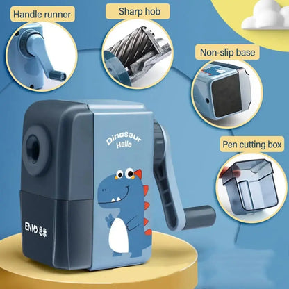 Cartoon Dinosaur Pencil Sharpener – Hand-Cranked & Anti-Jam Trikidsworld