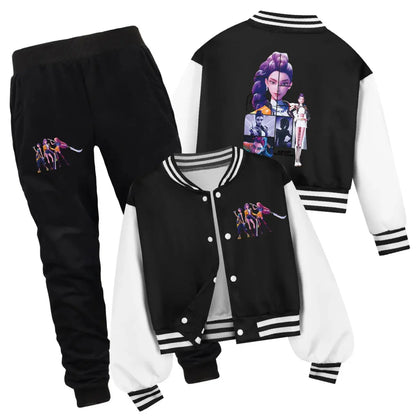 Kids Cartoon KPop Demon Hunters Huntrix Printed Baseball Uniform Hoodie + Pants Spring/Fall Clothing Boys and Girls Tracksuit Trikidsworld