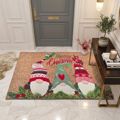 Christmas Carpet Cartoon Dwarf Door Mat Red Santa Claus Floor Mat Holiday Decoration Indoor and Outdoor Foot Mat Absorbent Mat Trikidsworld