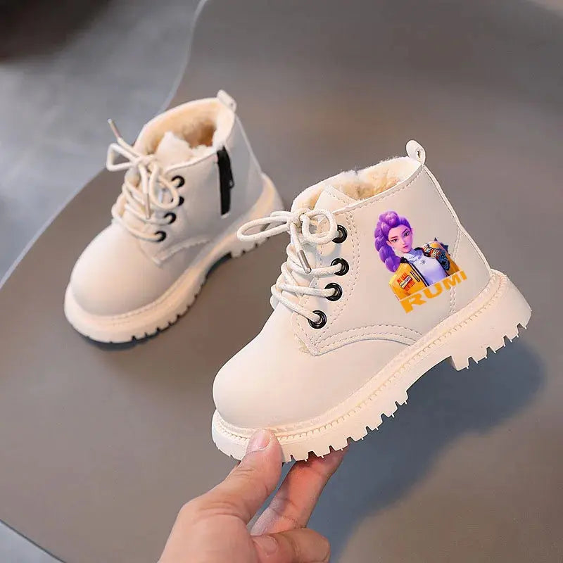Kpop Demon Hunters Winter Shoes Children's Short Boots Outdoors Velvet Kids Boots For Girls Anti-slip Thick Bottom Warm Boots Trikidsworld