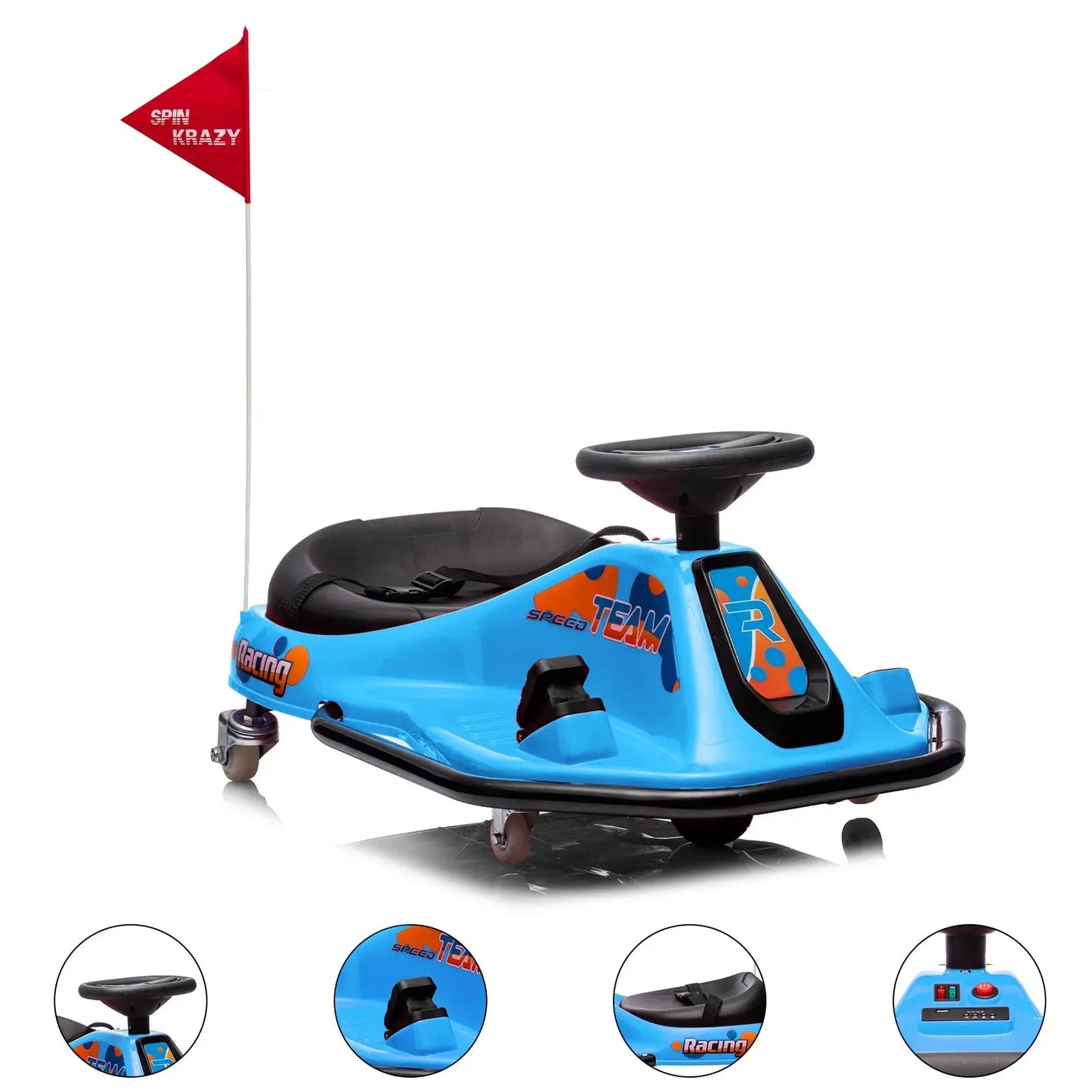 24V Electric Go Kart, 7Ah Drifting Car，Battery Powered Ride on Car Outdoor with 360 Degrees Rotating, Simplified Drift System Trikidsworld