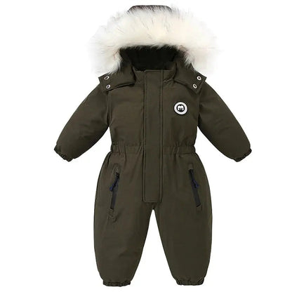 Ircomll kids Boy Girl Winter Snowsuit Plus Velvet Toddler Jacket Clothes For Boy Infant Jumpsuit Hoodied Overalls 2-6Y Outwear Trikidsworld