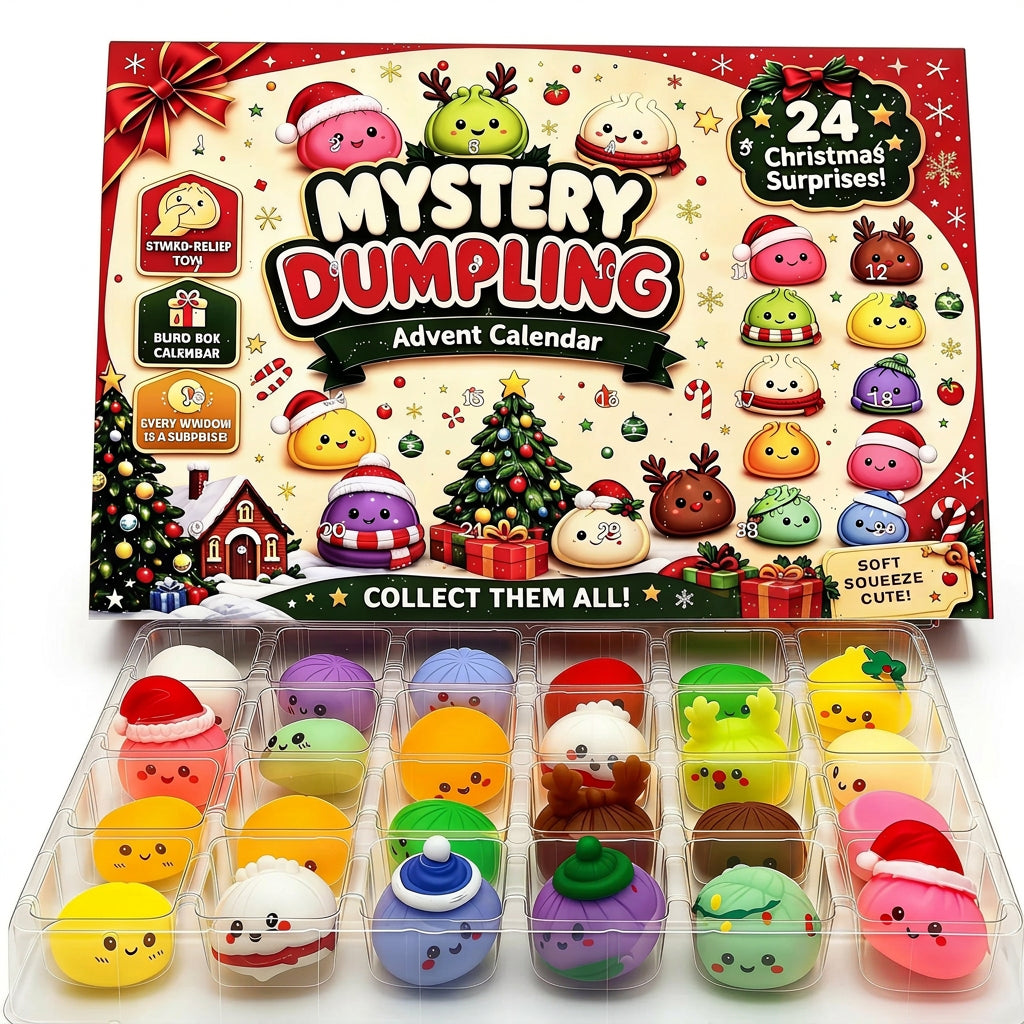 Cute dumpling squishy fidget toys with Santa hats and scarves