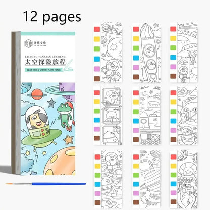 12 pages Children's Watercolor Coloring Book,Drawing Toys For Children Birthday, Thanksgiving, Halloween, Easter, Christmas gift Trikidsworld