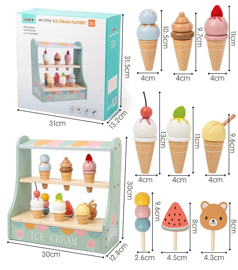 Montessori Ice Cream Playset – Pretend Food Toys for Kids Trikidsworld