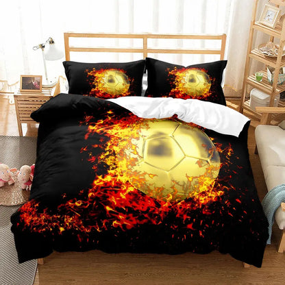 Watercolor Soccer Children Duvet Cover Set King Queen Double Full Twin Single Size Bed Linen Set Trikidsworld