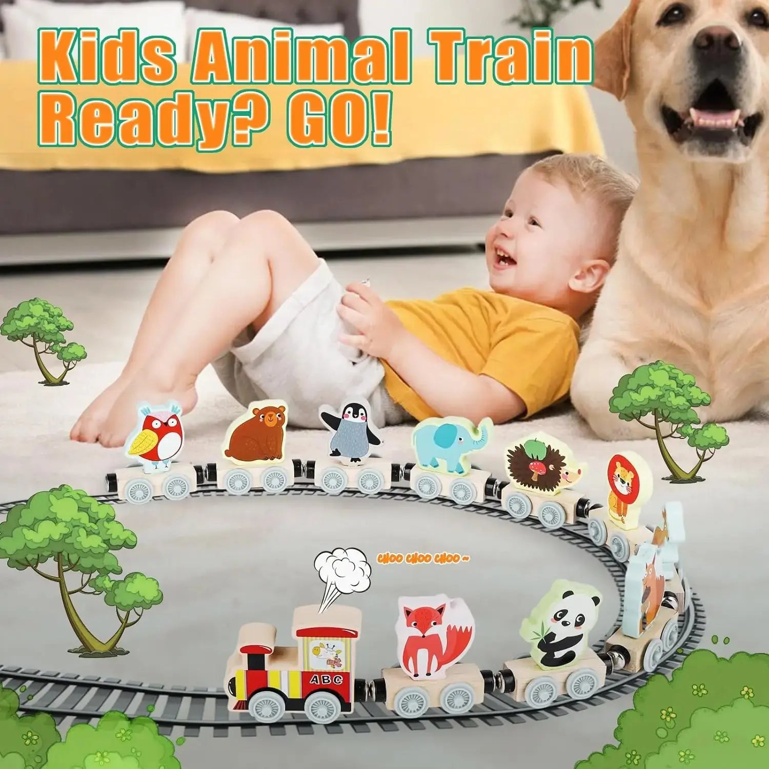 Montessori Magnetic Wooden Train Toy – Early Educational Animal Sorting Learning Set for Kids Trikidsworld