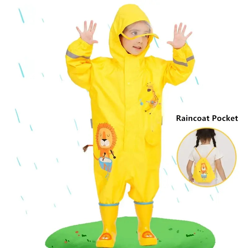 Kids Waterproof Rain Suit – One-Piece with Hood Trikidsworld