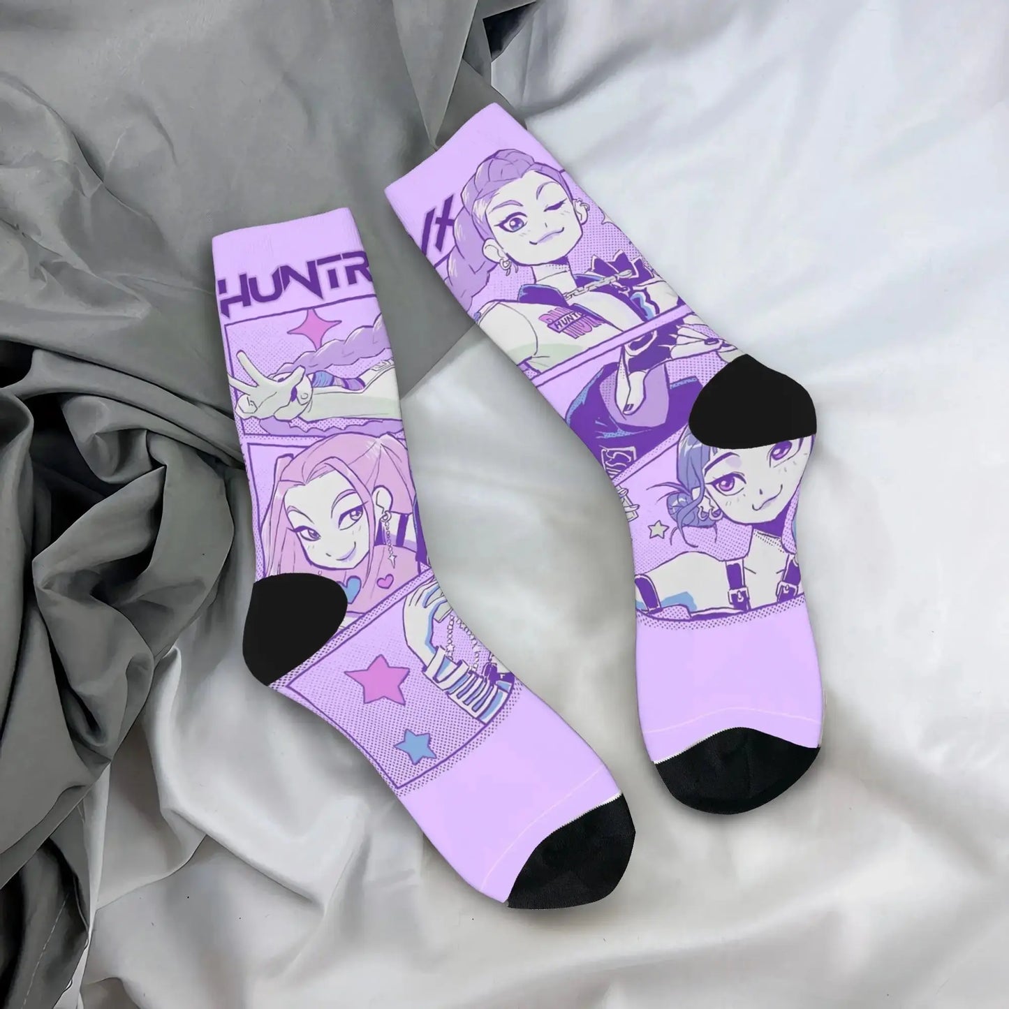 Baby Saja KPop Demon Hunters Chibi Art Stockings Custom Leisure Socks Autumn Non Skid Socks Men Outdoor Sports Medium Soft Socks Trikidsworld