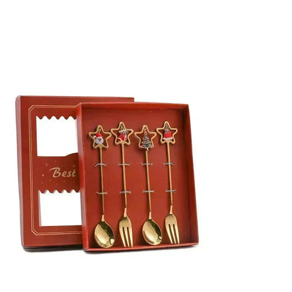 Christmas Decorations Home Christmas Table Decor Stainless SpoonsFork Cutlery Set Elk Xmas Tree New Year 2026 Navidad 2025 Gifts Trikidsworld