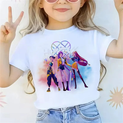 2025 Movie KPop Demon Hunters T-shirt Summer Short Sleeve Tee for Casual Loose Girl Boy Graphic Printed Tops Trikidsworld