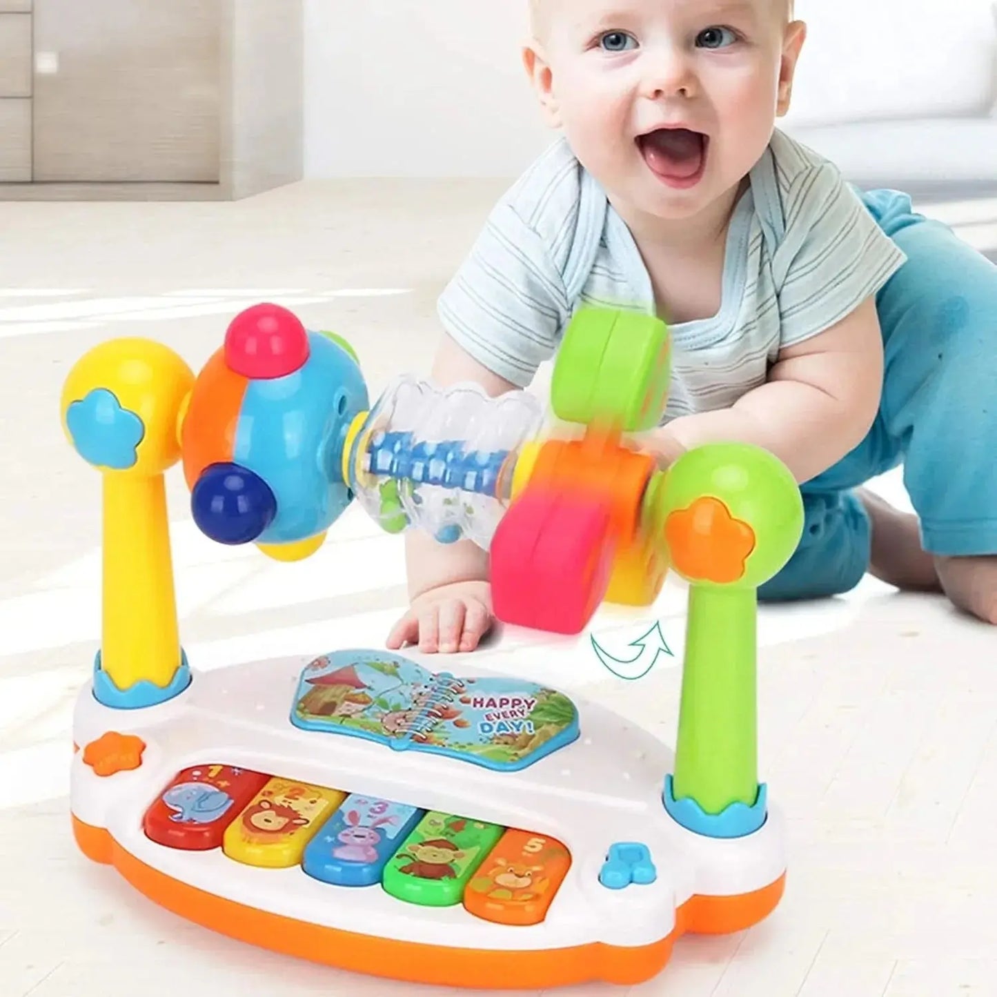Baby Piano Toys Kids Rotating Music Piano Keyboard With Light Sound, Musical Toys For Toddlers, Early Educational Music Toy Trikidsworld