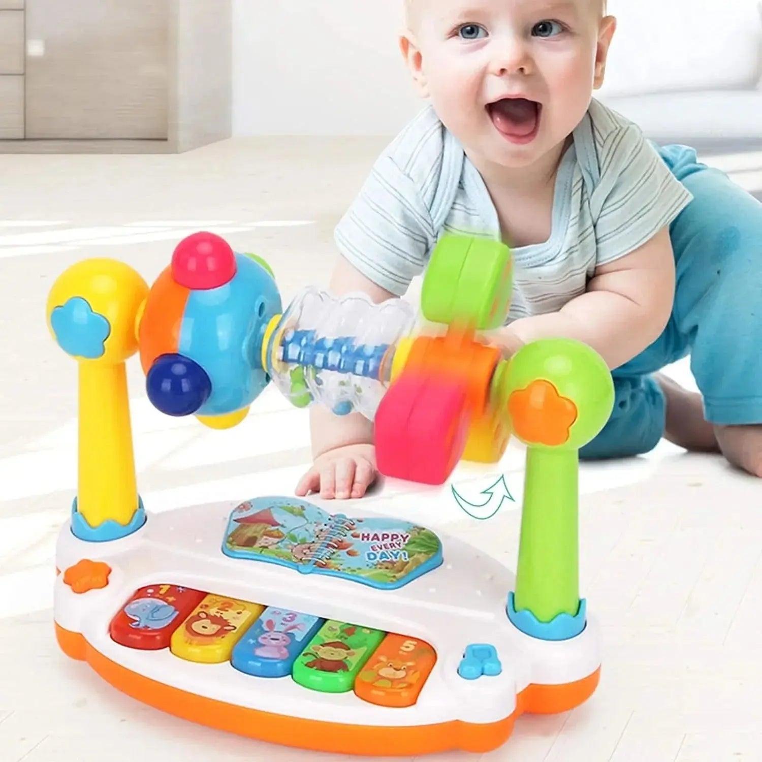 Baby Piano Toys Kids Rotating Music Piano Keyboard With Light Sound, Musical Toys For Toddlers, Early Educational Music Toy Trikidsworld