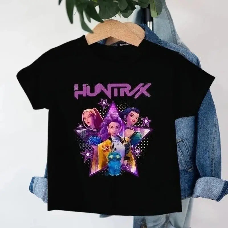 Toddler Girl Clothes Kpop Demon Hunters Cartoon Tee Shirt Funny Gift for Fans Harajuku Cool Kids T-shirts Summer Tops Trikidsworld