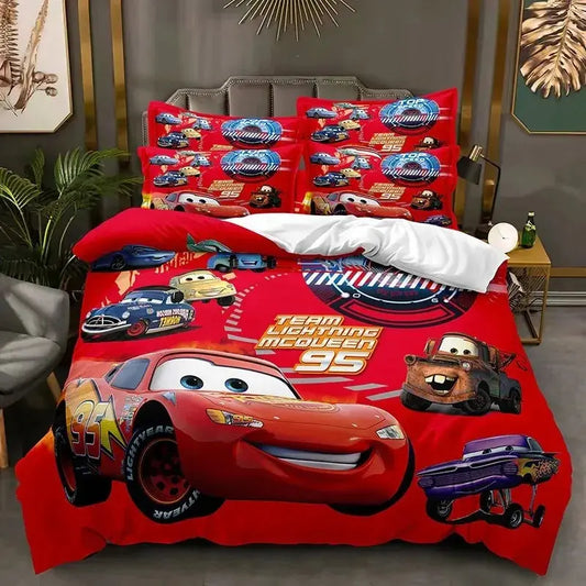 Cartoon Cars Bedding Set Lightning McQueen Duvet Cover Boy's Bedclothes Bed Linen Gift for Kids Trikidsworld