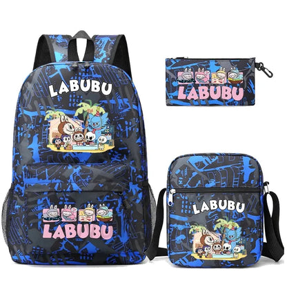 3Pcs/set Cartoon Printed Backpack Teenager Student Boy Girl Schoolbag Larger Capacity Bagpack Travel Bag Kid Gift Mochila Trikidsworld
