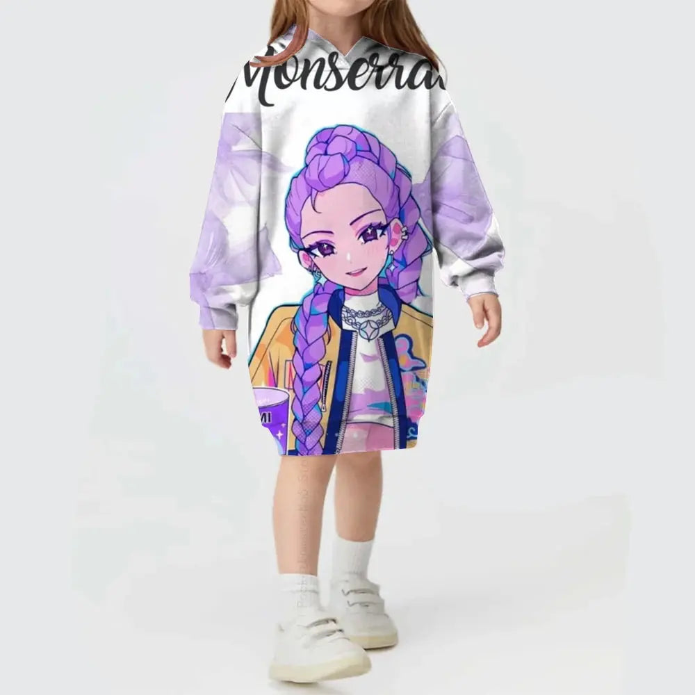 KPop Demon Hunters Hoodie Dress Fashion Rumi Sweatshirt Pullover Cute Long Sleeve Autumn Girls Cartoon Y2K Hoody Sportswear Trikidsworld