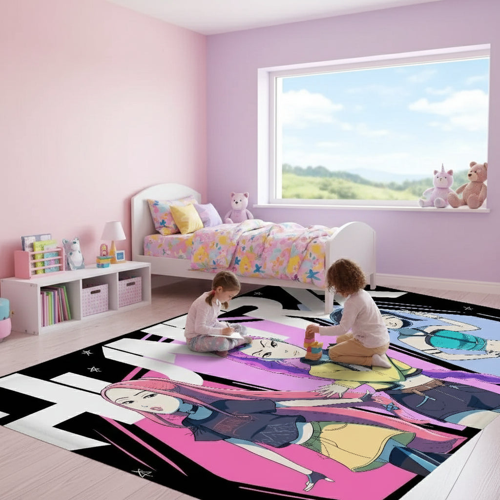 Kpop D-demon Hunters Floor Mat Rectangle Anti-slip Home Soft Badmat Front Door Indoor Outdoor Mat Welcome Doormat Trikidsworld