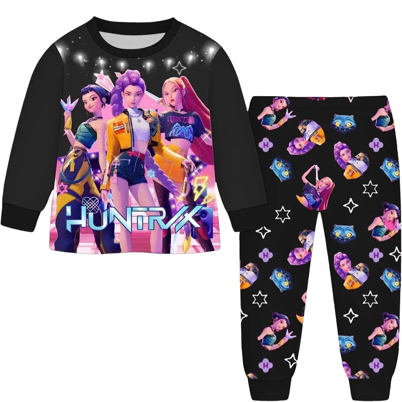 Anime Kpop Demon Hunters Zoey Costume Kids Huntrix Rumi Girls Tshirt Pants Sets Autumn Pajamas for Children's Clothing 3-14Years Trikidsworld