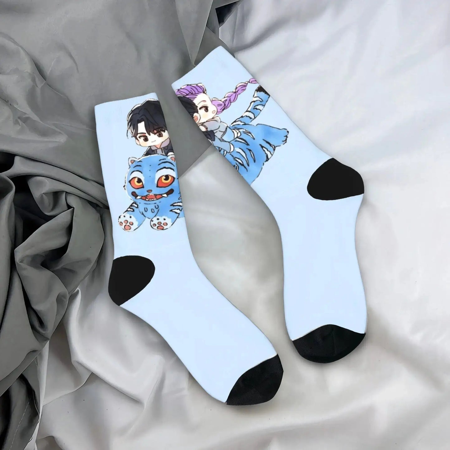 Baby Saja KPop Demon Hunters Chibi Art Stockings Custom Leisure Socks Autumn Non Skid Socks Men Outdoor Sports Medium Soft Socks Trikidsworld