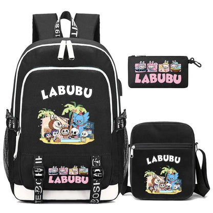 3Pcs/set Cute Backpack Shoulder Bag Pencil Case Boy Girl Teen Student Backpack Schoolbag Women Large Capacity Travel Bag Mochila Trikidsworld