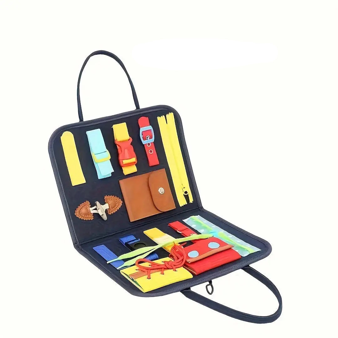 Montessori Busy Board Educational Activity Developing Sensory Board Fine Basic Dress Motor Skills Travel Toy Gift for Boys Girls Trikidsworld