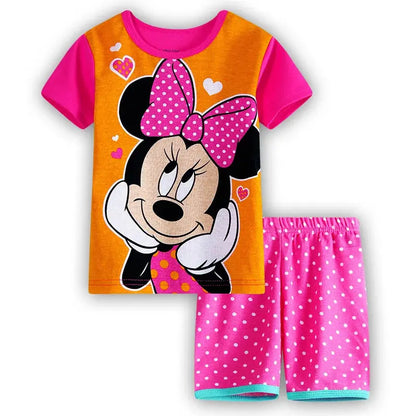 Casual Frozen Snow Queen Children's Summer Short Sleeve Pajamas Cartoon Suit Girls Cotton Kids Pajamas Dress Costumes Trikidsworld