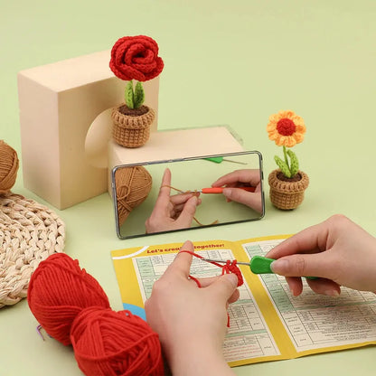 KRABALL 6pcs Crochet Flower Kit – Beginner Set with Yarn, Needles, and Video Tutorial Trikidsworld