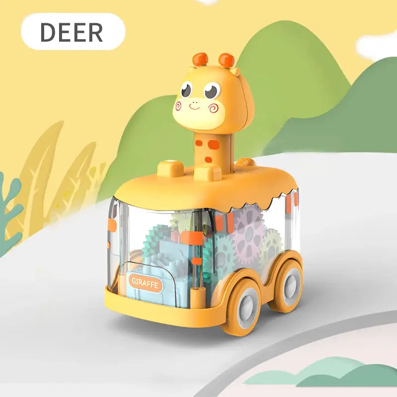 Press Gear Car Children's Toy Car Pull Back Boy Children Inertial Car Puzzle Animals Car Trikidsworld