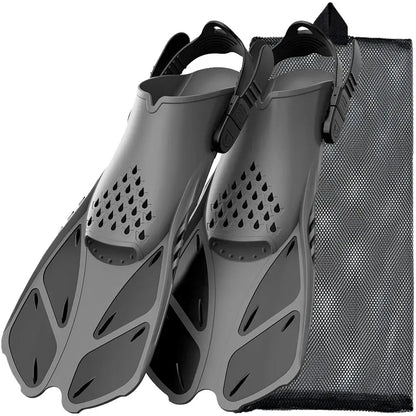 Snorkel Fins Adjustable Buckles Swimming Flippers Short Silicone Scuba Diving Shoes Open Heel Travel Size Adult Men Womens Trikidsworld