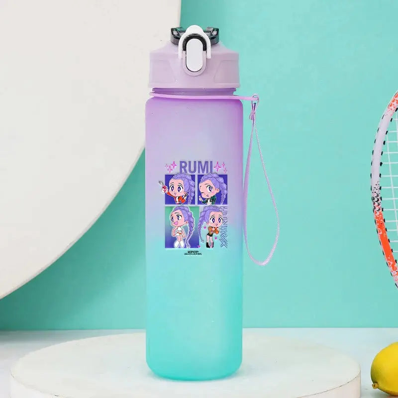 KPop Demon Hunters Gradient Water Bottles 750ml High-capacity Drinking Straw Cup   Portable Girl Outdoor Bottles Office School Trikidsworld