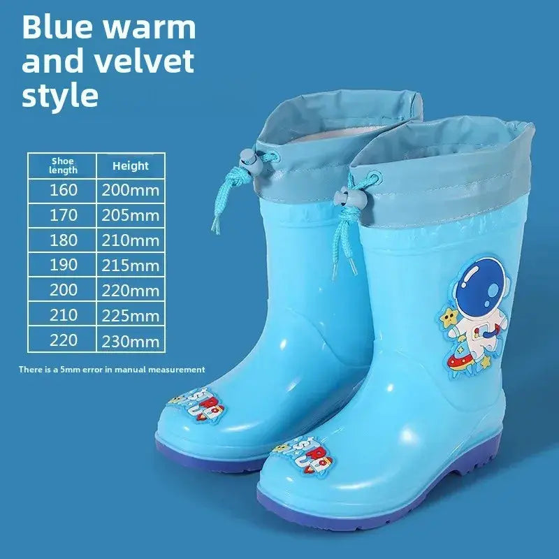 Children's Rain Boots Anti-Slip Fleece Lined Waterproof Unisex Detachable Booties for Kindergarten Baby Shoes Trikidsworld