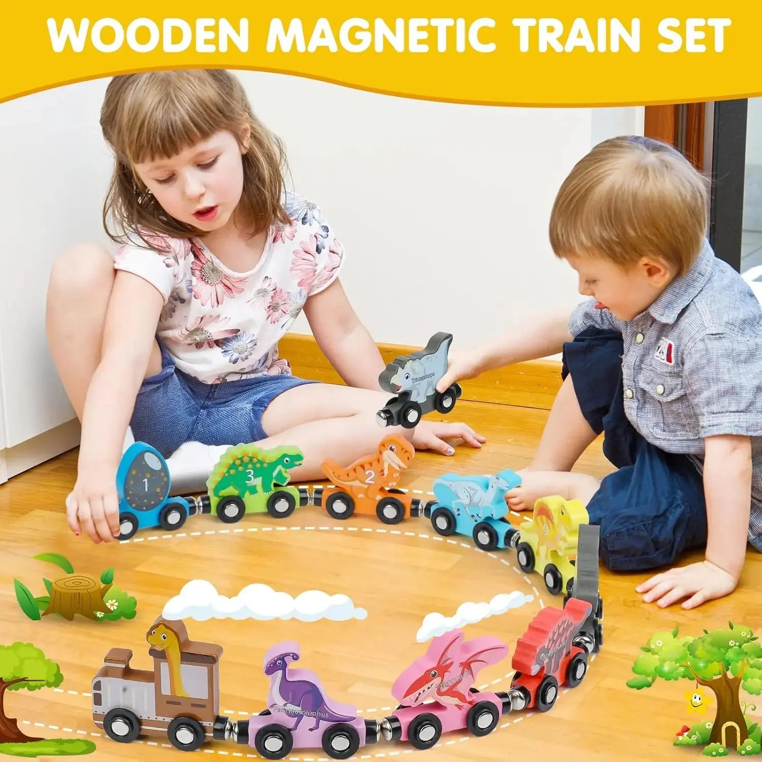 Montessori Magnetic Wooden Train Toy – Early Educational Animal Sorting Learning Set for Kids Trikidsworld