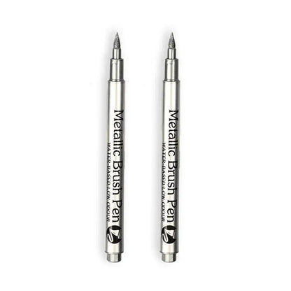 2/1Pc Brush Metallic Marker Pens Gold Silver Color Permanent Art Marker For Manga Crafts Scrapbooking School Stationery Supplies Trikidsworld
