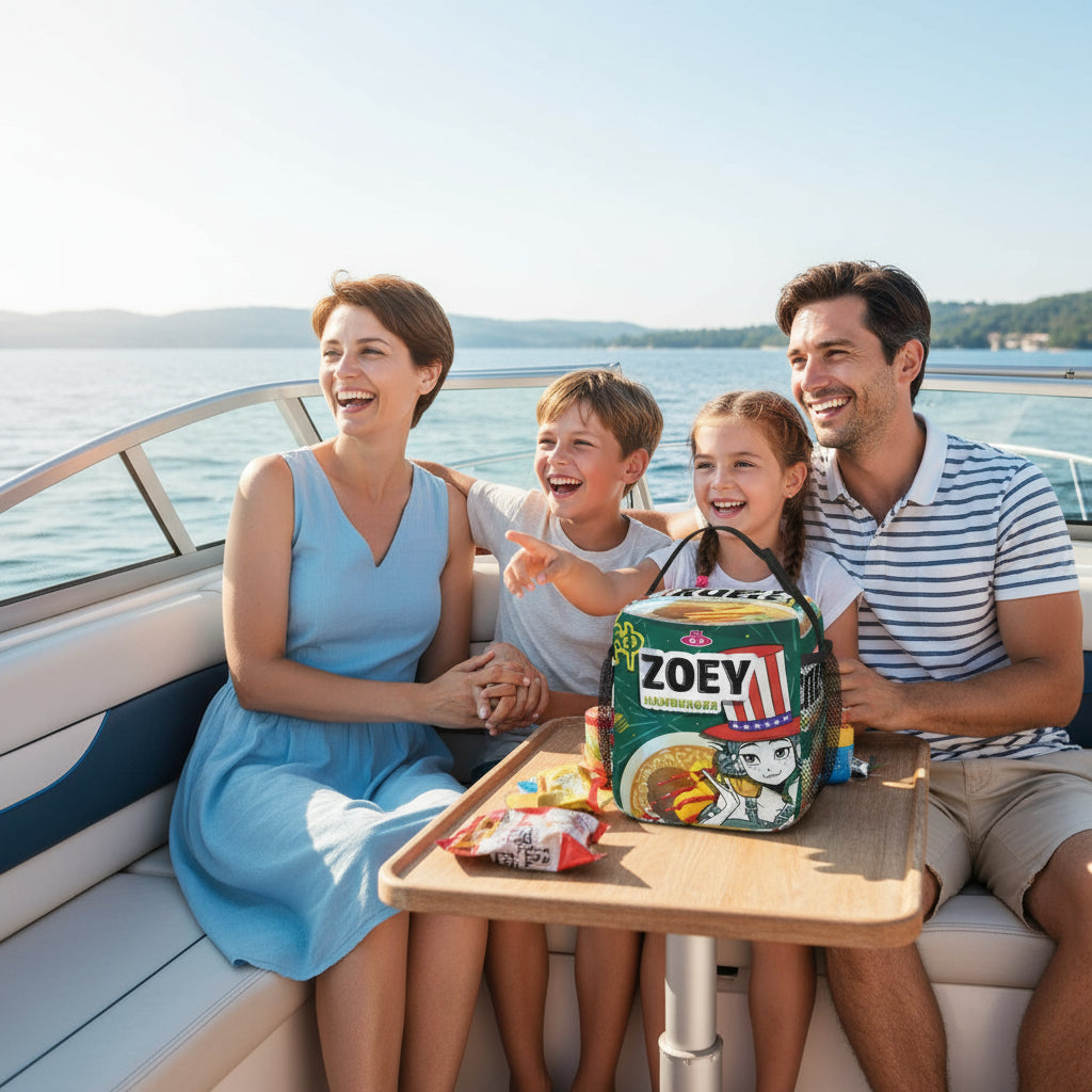 ZOEY Hamburger Ramyeon Ramen Huntrix Lunch Bag Demon Hunters Portable Lunch Box Unisex Travel Cooler Bag Oxford Tote Food Bags Trikidsworld