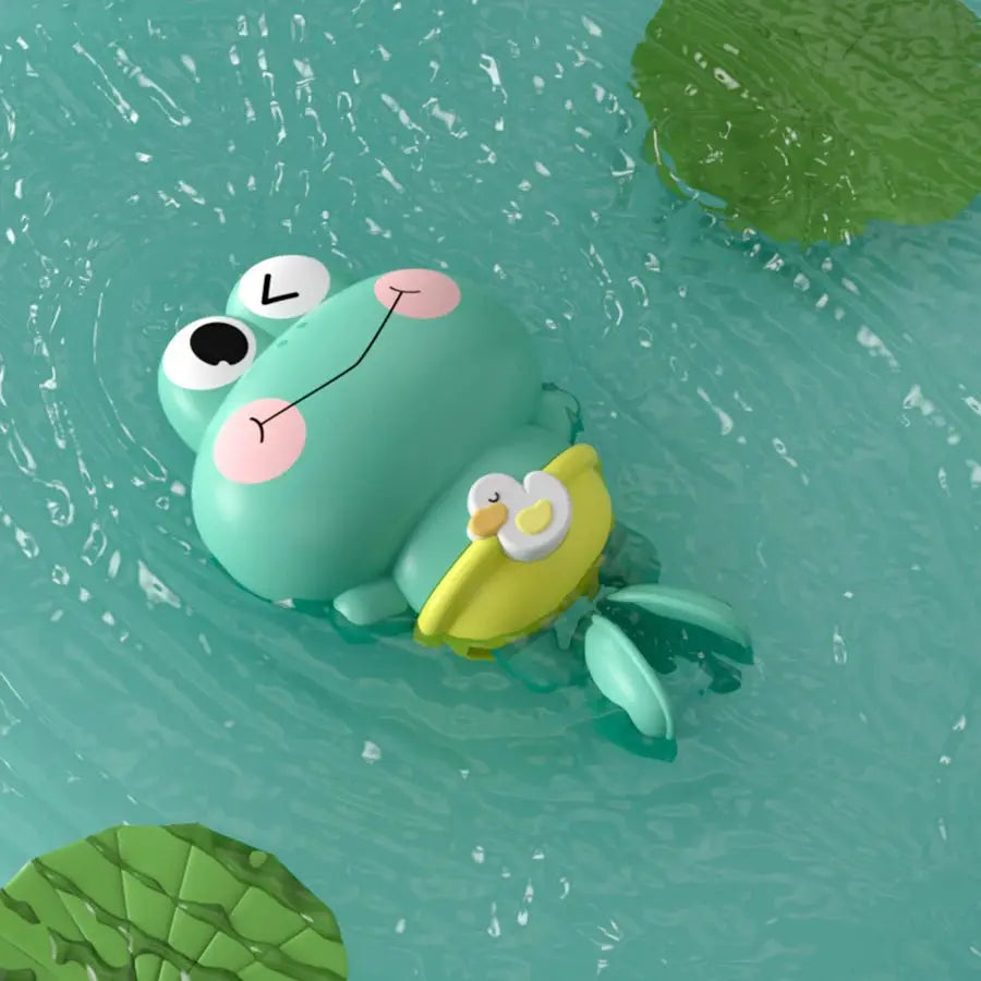 Wind-Up Swimming Frog Bath Toys for Toddlers, No Battery Mold-Free ABS Montessori Water Toy for Kids Trikidsworld