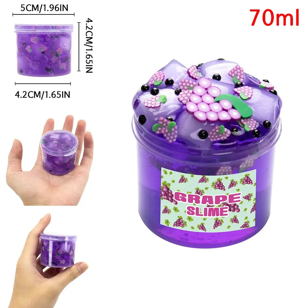 70/300ml Large Crunchy Crystal Slime Kit - Leaf Watermelon Grape Premade Slime Pack Set Non-Sticky Jelly Cube Slime for Party Trikidsworld