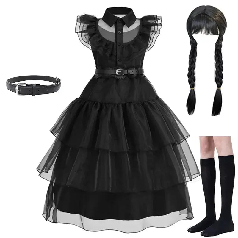 Horror Movie Wed Costume Girls Halloween Black Events Cosplay Dress Children Fashion Gothic Vestido Kids Evening Party Clothes Trikidsworld