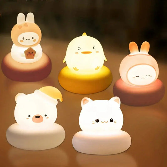 Cute Animal Night Light Novelty 3 Level Dimmable Nursery Nightlight USB Rechargeable Table Lamp for Breastfeeding Toddler Baby Trikidsworld
