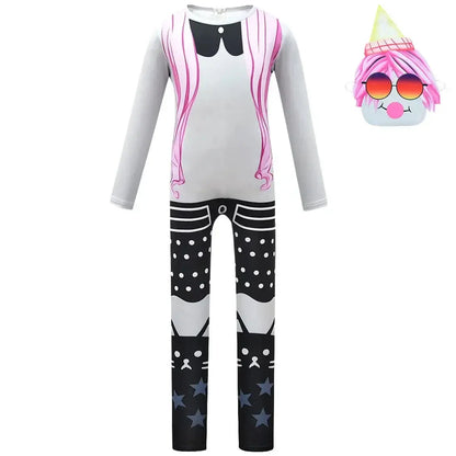 New Kids ROBLOXing Cosplay Costume with Mask Boys Girls Anime Funny Party Bodysuit Halloween Carnival Fancy Dress Jumpsuits+mask Trikidsworld