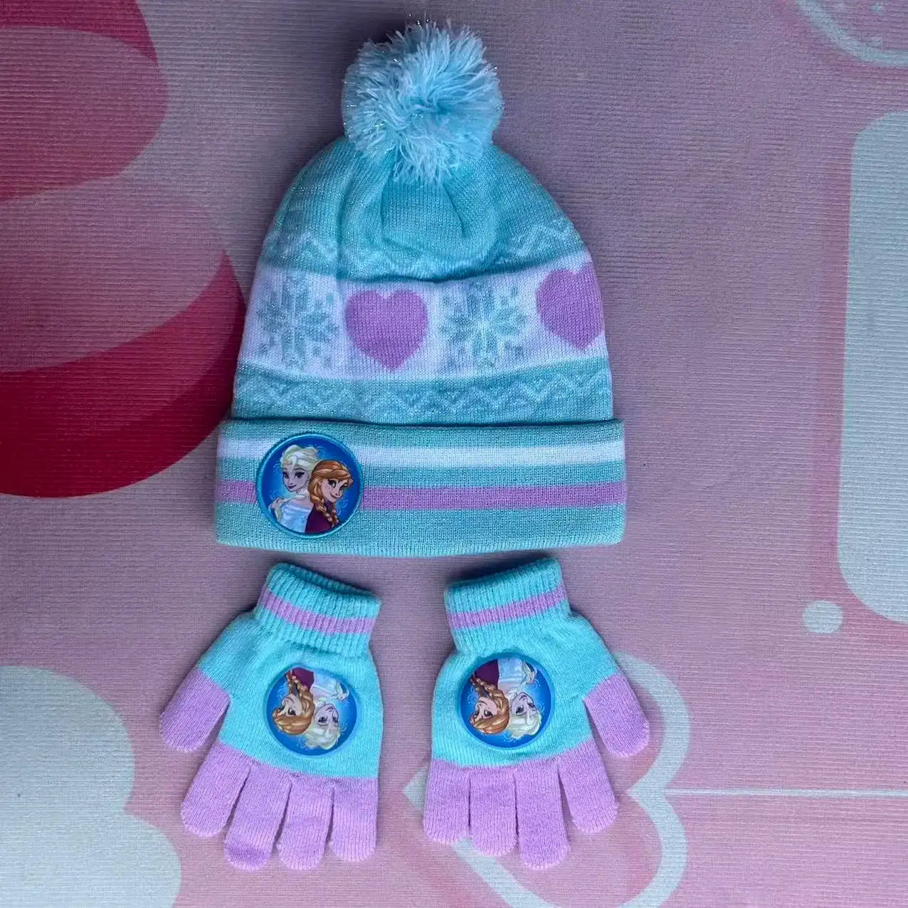 New 4-8Years children's hat Elsa princess Cartoon hat boy scarf gloves hat knitted sets girl cap keep warm girls headgear Trikidsworld