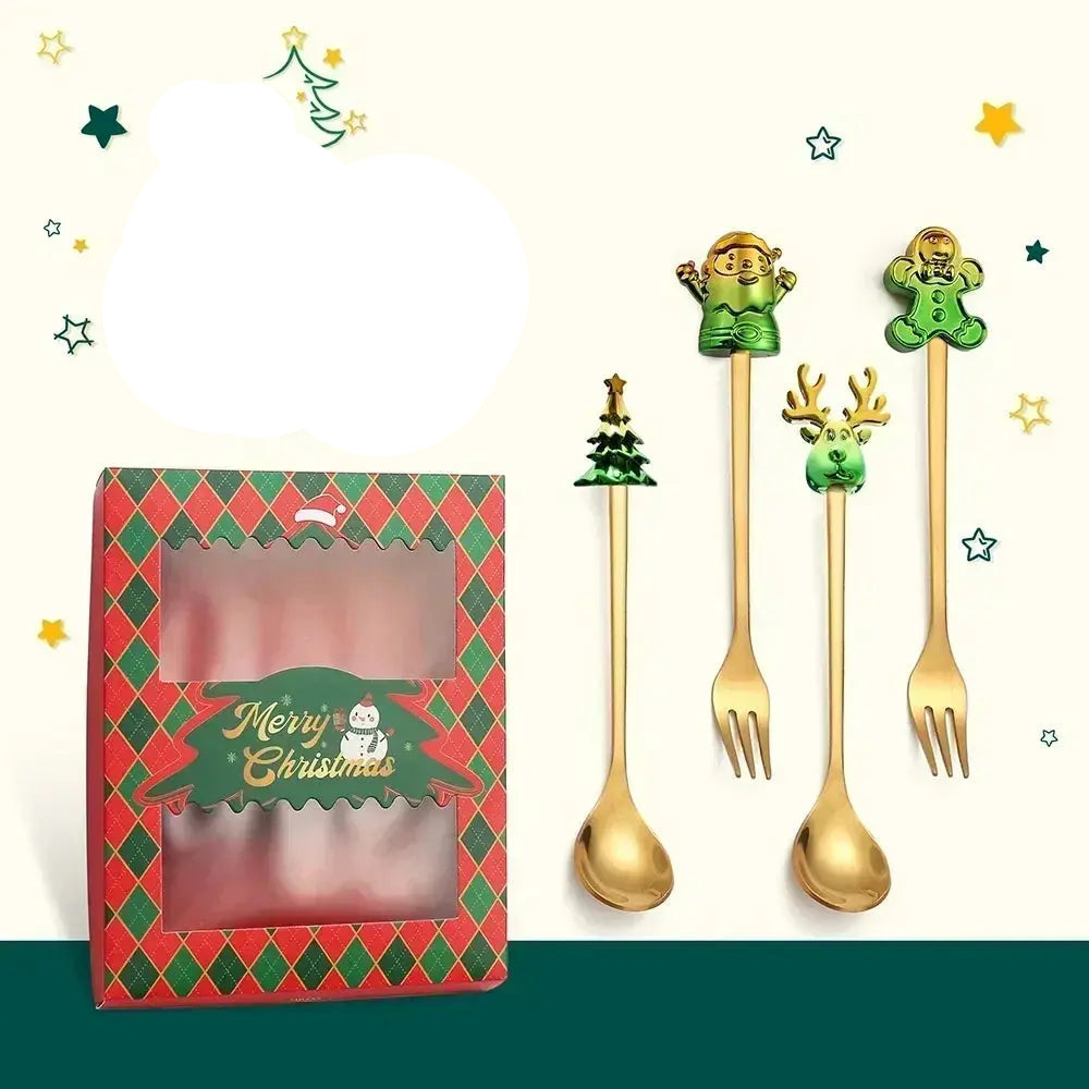 Christmas Decorations Home Christmas Table Decor Stainless SpoonsFork Cutlery Set Elk Xmas Tree New Year 2026 Navidad 2025 Gifts Trikidsworld