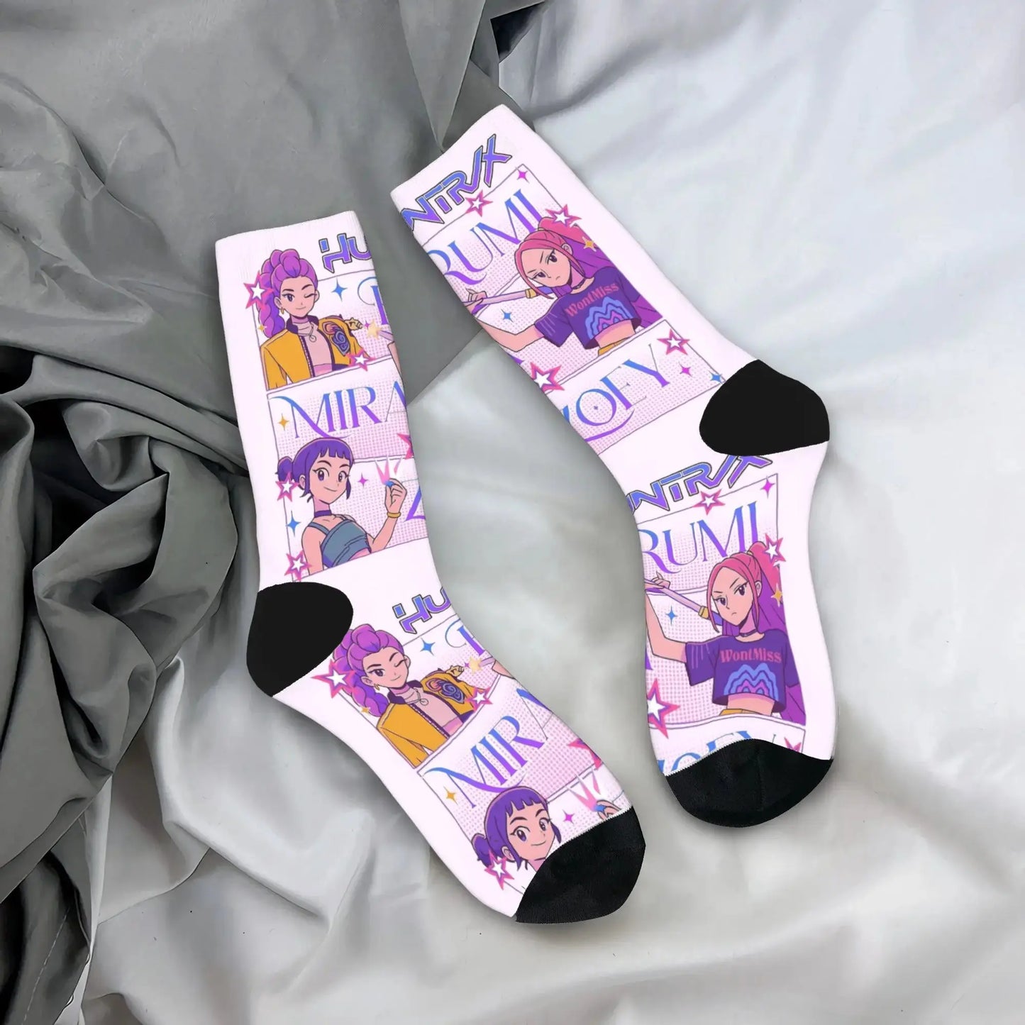 Baby Saja KPop Demon Hunters Chibi Art Stockings Custom Leisure Socks Autumn Non Skid Socks Men Outdoor Sports Medium Soft Socks Trikidsworld