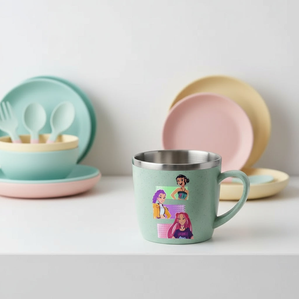 KPop Demon Hunters 304 Stainless Steel Mouth Cup Wheat Straw Element Cute Water Cups Household Anti-scalding Drinking Glass Gift Trikidsworld