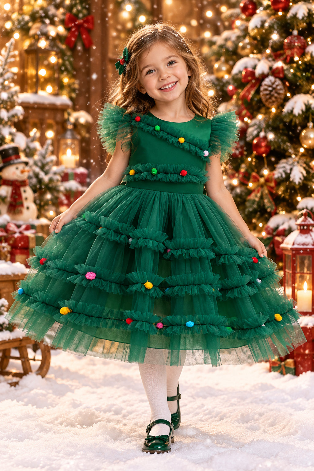 Merry Christmas Girls Dress Cute Christmas Tree Mesh Fashion Xmas Girls Princess Dress Party Costumes 2-10 Years Kids Clothes Trikidsworld