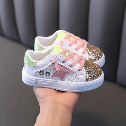 Kids Sneakers 2022 Spring Girls Fashion Glittering and Antiskid Children Chunky Sneakers Baby Shoes Casual Sport Running Sneaker Trikidsworld