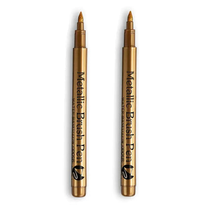 2/1Pc Brush Metallic Marker Pens Gold Silver Color Permanent Art Marker For Manga Crafts Scrapbooking School Stationery Supplies Trikidsworld