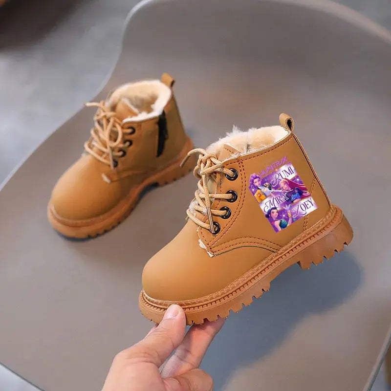 Kpop Demon Hunters Winter Shoes Children's Short Boots Outdoors Velvet Kids Boots For Girls Anti-slip Thick Bottom Warm Boots Trikidsworld